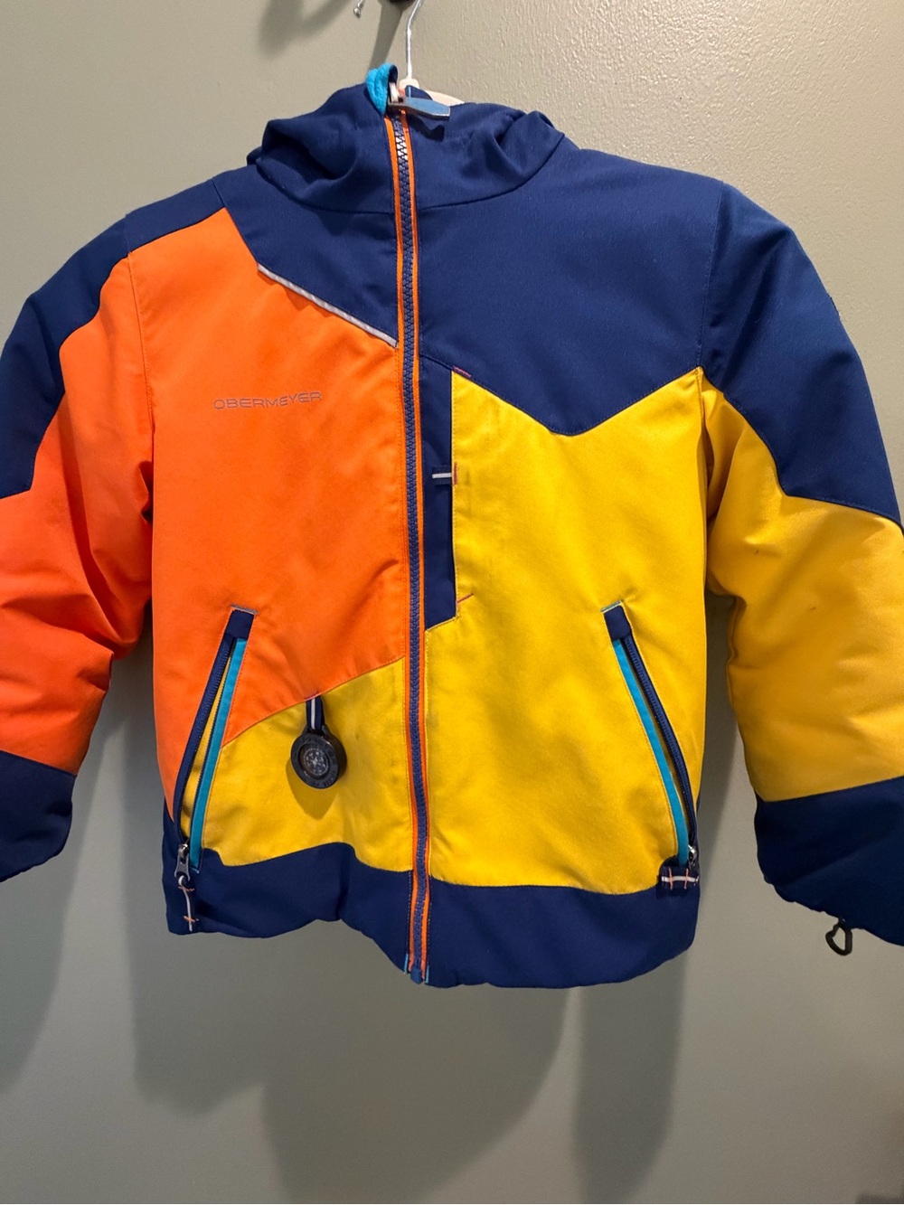 Obermeyer boys ski jacket - Navy, Orange & Yellow